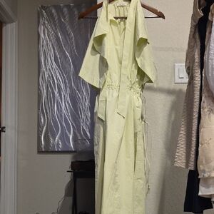 Green Halter Neck Flutter Sleeve Maxi Dress